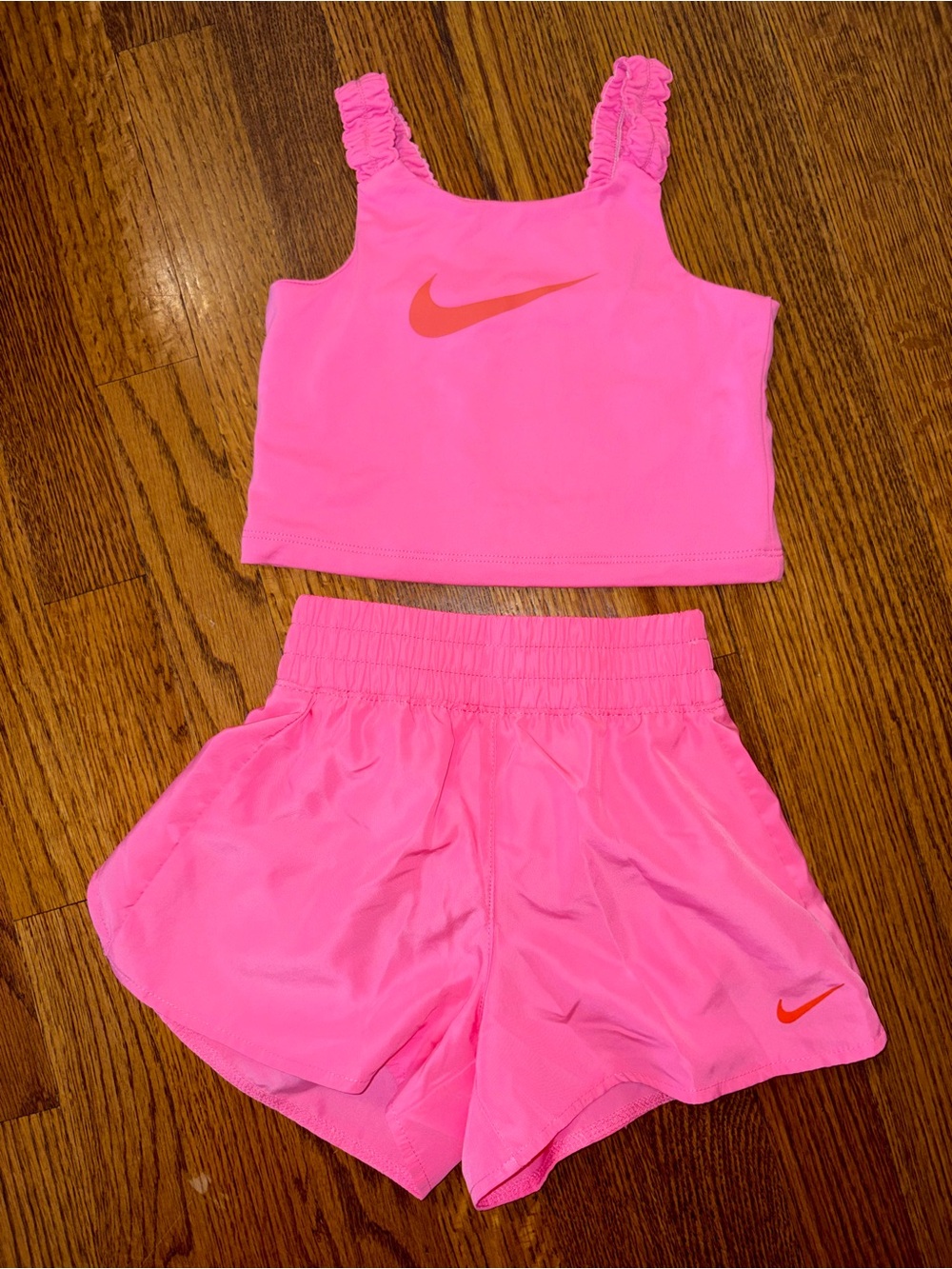 Nike Hot Pink Girls Crop Tank and Athletic Shorts Set 3T